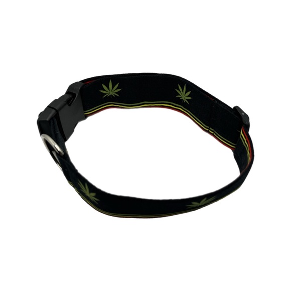 1.5” Black Cannabis Dog Collar - Picture 2 of 8